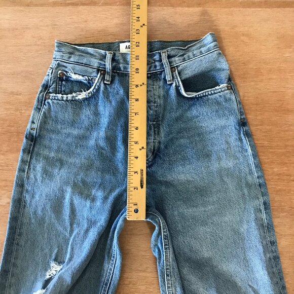 AGOLDE 90s Boyfriend Jeans Women 23 Blue High Rise Distressed Button Fly - Picture 9 of 14
